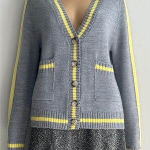 NWT Zara Gray and Yellow Cardigan Sweater Small